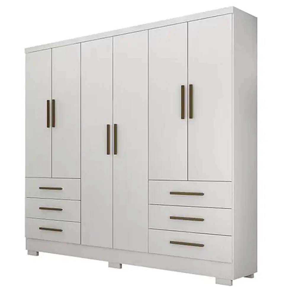 GUARDA ROUPA ENCANT SEM ESPELHO CASAL 6 PORTAS 6 GAVETAS NOVO HORIZONTE COR BRANCO