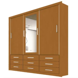 Guarda Roupa Casal Anjos 3 Portas 9 Gavetas com Espelho