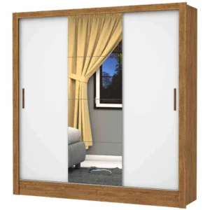 Guarda Roupa Casal Dubai com Espelho e 3 Portas de Correr