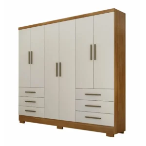 GUARDA ROUPA ENCANT SEM ESPELHO CASAL 6 PORTAS 6 GAVETAS NOVO HORIZONTE COR CUMARU FENDY