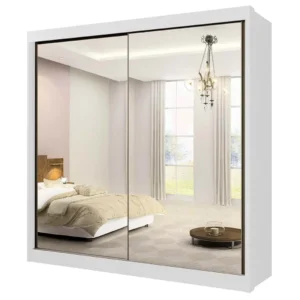 GUARDA ROUPA LAS VEGAS CASAL TODO ESPELHADO 2 PORTAS 6 GAVETAS D DORO COR BRANCO