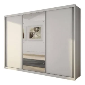 GUARDA ROUPA PARADIZZO CASAL COM ESPELHO 3 PORTAS 6 GAVETAS NOVO HORIZONTE COR BRANCO