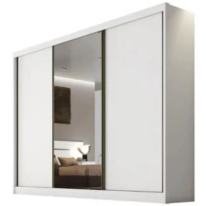 GUARDA ROUPA DIAMOND CASAL COM ESPELHO 3 PORTAS 8 GAVETAS NOVO HORIZONTE COR BRANCO