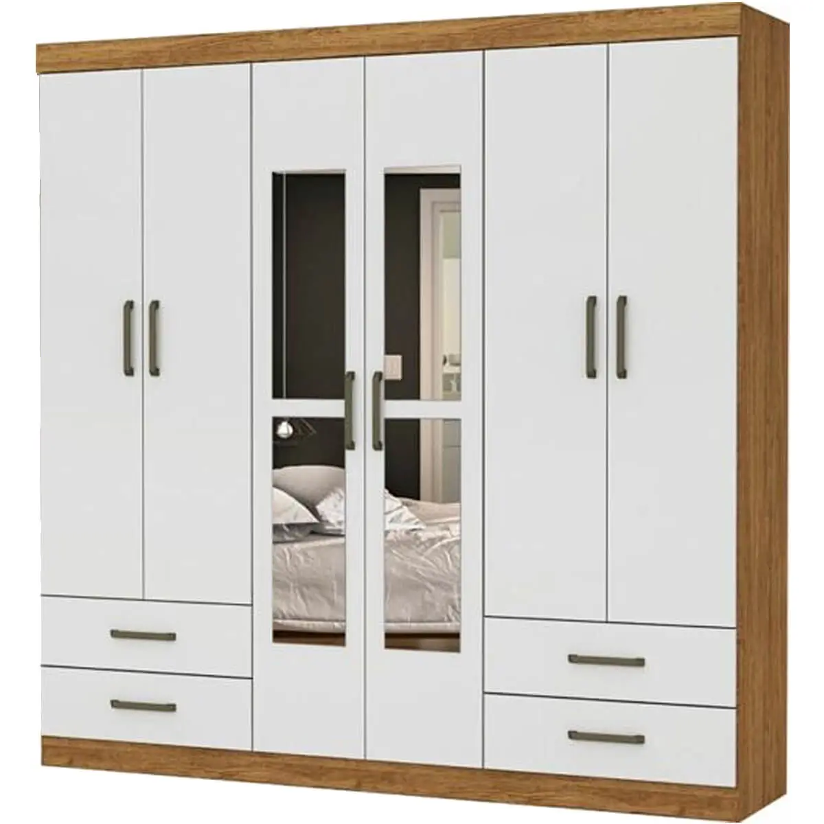 Guarda Roupa Hercules com 6 Portas 4 Gavetas e Espelho - Imagem 5