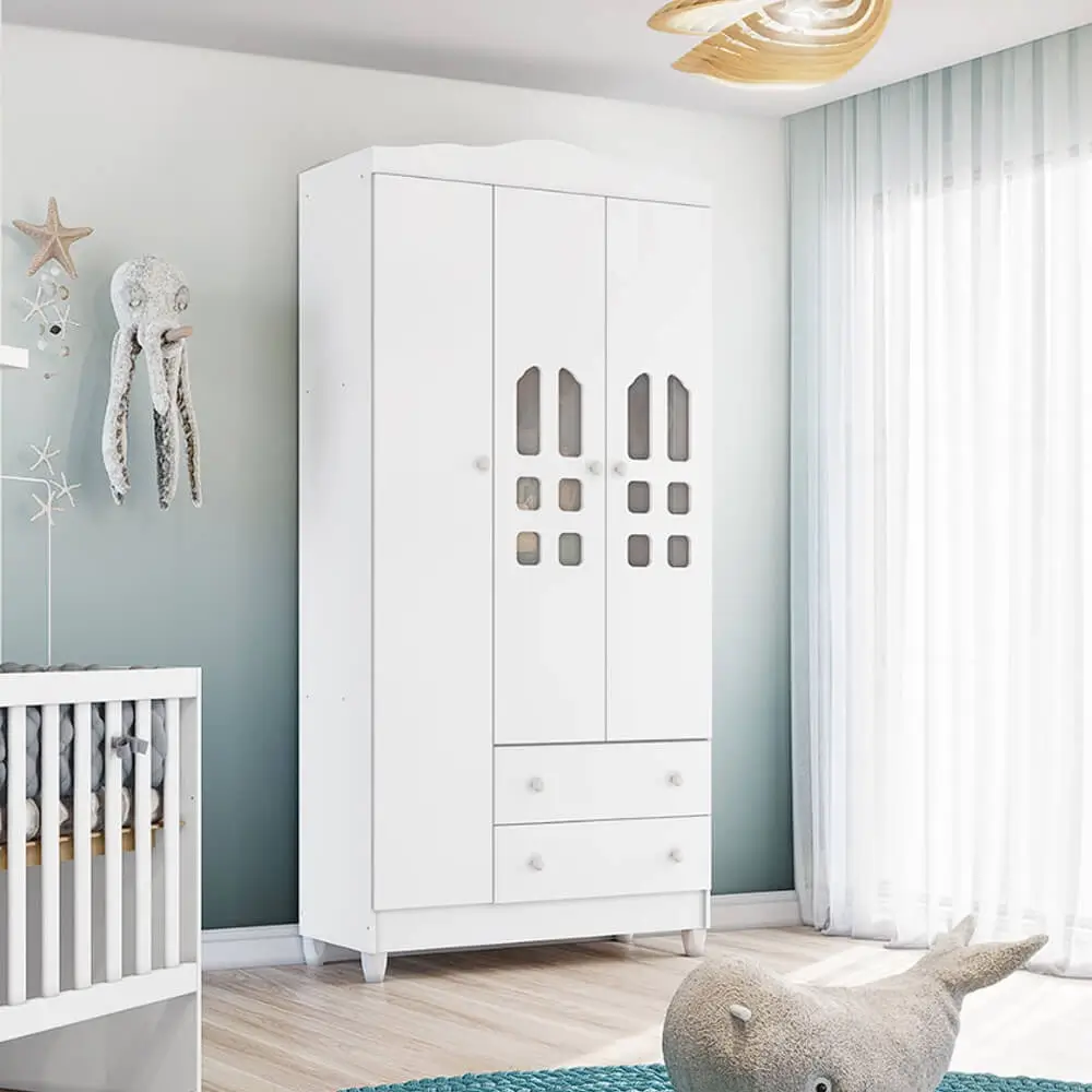 Guarda Roupa Infantil Eloa 3 Portas 2 Gavetas Carolina Baby - Imagem 3