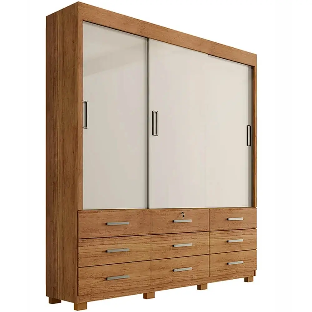 Guarda Roupa Itapema Sem Espelho Casal 3 Portas de Correr e 9 Gavetas Rud Rack