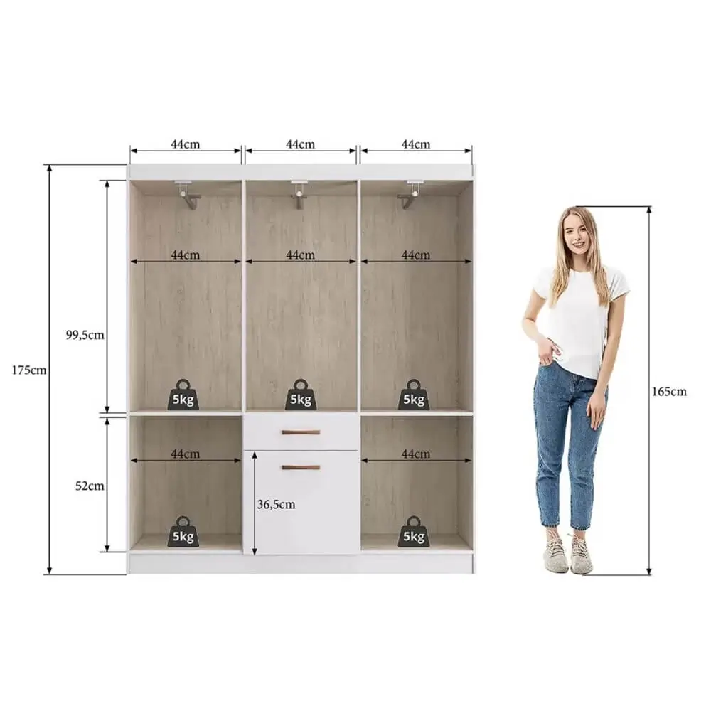 Guarda Roupa Marbella Casal 7 Portas 1 Gaveta Doripel - Imagem 2