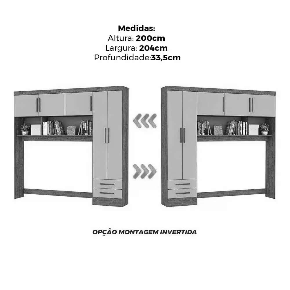 Guarda Roupa Modulado Carioca 5 Portas 2 Gavetas - Imagem 3