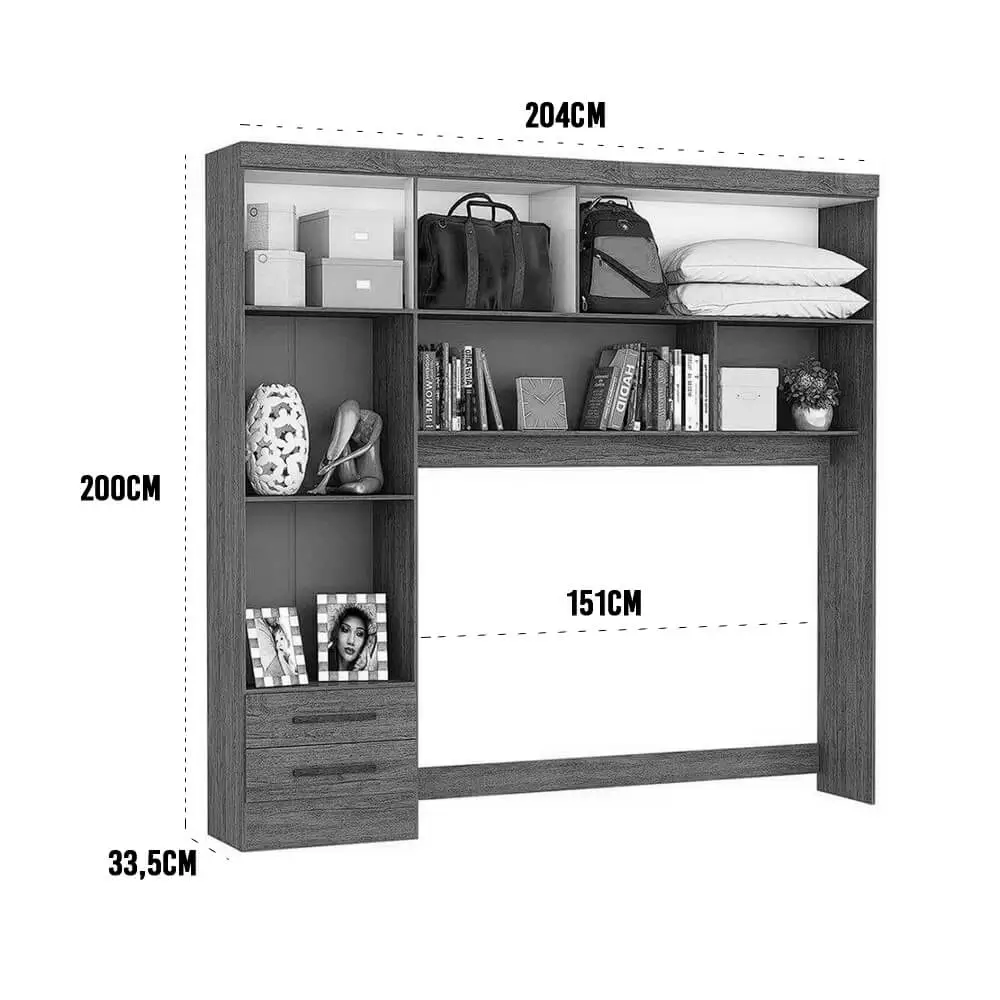 Guarda Roupa Modulado Carioca 5 Portas 2 Gavetas - Imagem 2