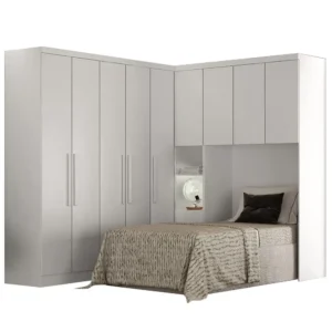 GUARDA ROUPA MODULADO RIZON 004 SOLTEIRO 4 PEÇAS NOVO HORIZONTE COR BRANCO