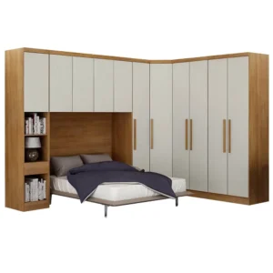 GUARDA ROUPA MODULADO RIZON 005 CASAL 6 PEÇAS NOVO HORIZONTE COR CUMARU FENDY