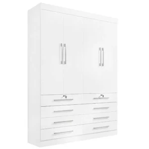 GUARDA ROUPA MONACO SOLTEIRO 4 PORTAS 8 GAVETAS D DORO COR BRANCO