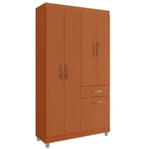 GUARDA ROUPA NEW MARBELLA SOLTEIRO 5 PORTAS 1 GAVETA POQUEMA COR CASTANHO