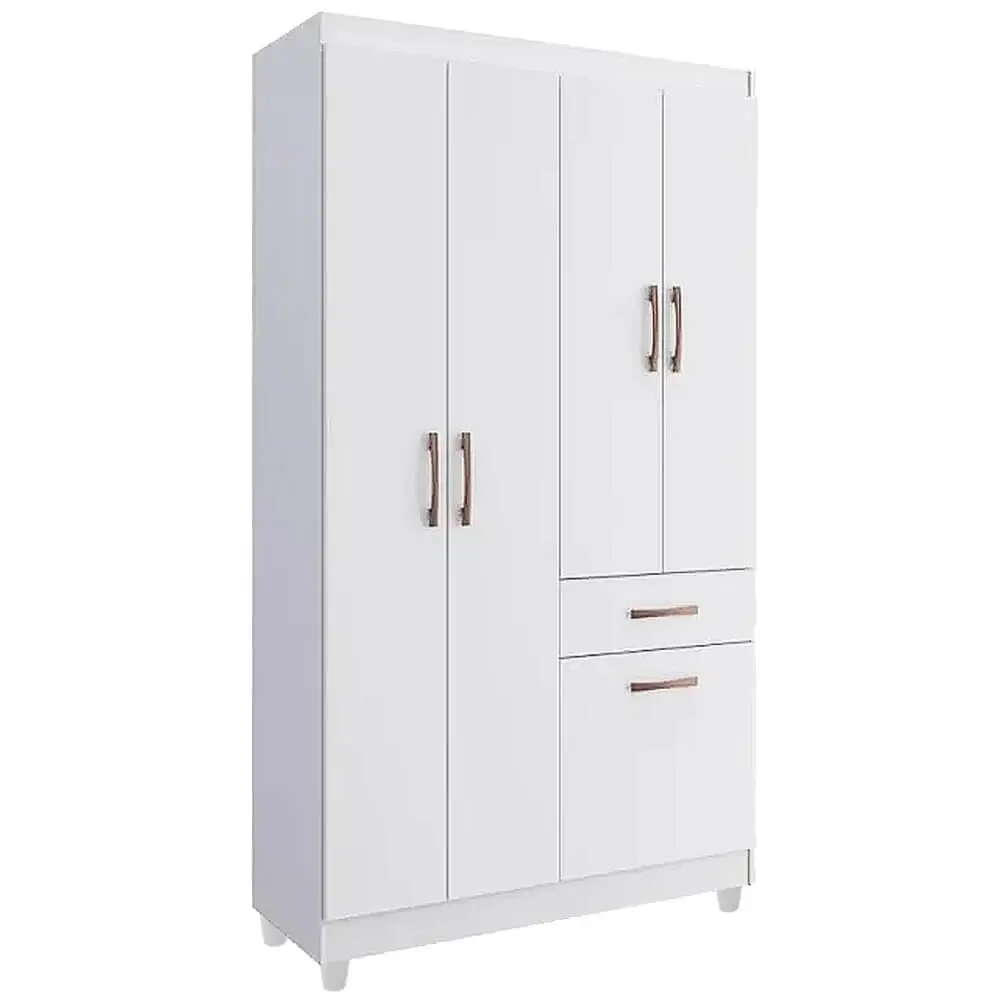GUARDA ROUPA NEW MARBELLA SOLTEIRO 5 PORTAS 1 GAVETA POQUEMA COR BRANCO