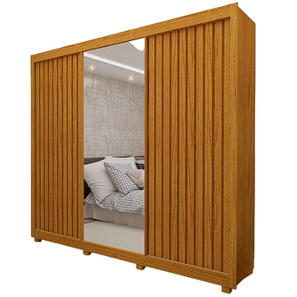 Guarda Roupa Royale Casal Ripado 3 Portas 4 Gavetas com Espelho Gelius