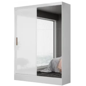 Guarda Roupa Santiago Carioca Solteiro com Espelho 2 Portas 2 Gavetas