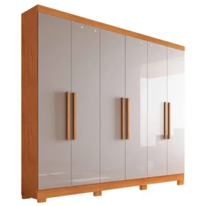 GUARDA ROUPA SERGIPE CASAL 6 PORTAS 2 GAVETAS BIANCHI COR NATURALE OFF WHITE