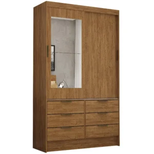 Guarda Roupa Sevilha Solteiro com Espelho 2 Portas 6 Gavetas Carioca