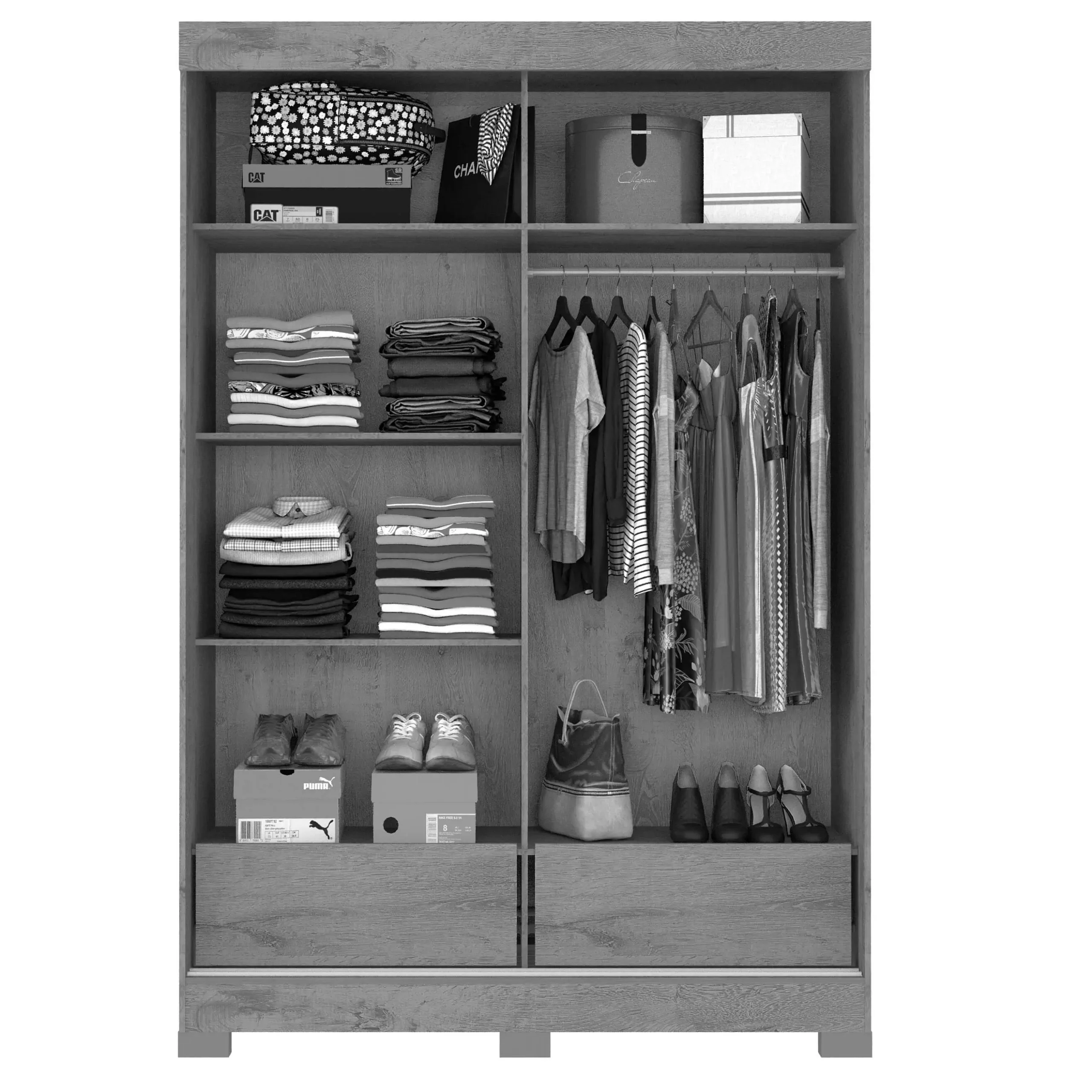 Guarda Roupa Turim Solteiro 2 Portas 2 Gavetas Atualle - Imagem 3