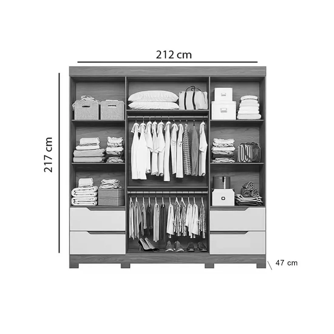 Guarda Roupa Vivace Casal 4 Portas 4 Gavetas Albatroz - Imagem 2
