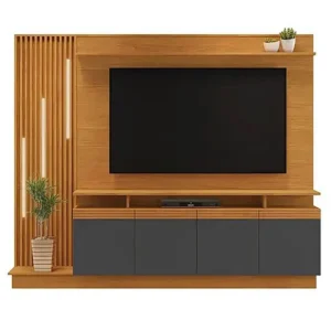 HOME ABSOLUTO ESTANTE PARA TV ATÉ 65 POLEGADAS COM LED 4 PORTAS JCM COR CINAMOMO GRAFITE