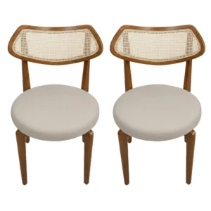 Kit 2 Cadeiras Athenas em Linho Madeira Hr