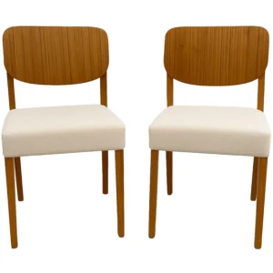 Kit 2 Cadeiras Barcelona em Linho Madeira Hr