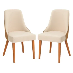 Kit 2 Cadeiras Beatriz Estofadas Tecido Linho Valverde