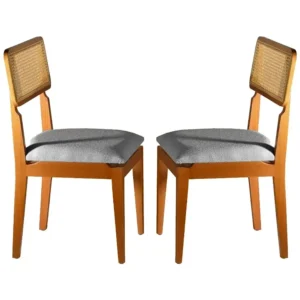 Kit 2 Cadeiras Canada Madeira Tecido Linho Hr