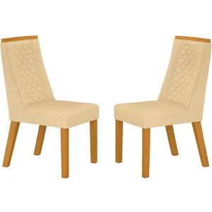 Kit 2 Cadeiras Dora Estofadas Tecido Linho Valdemóveis