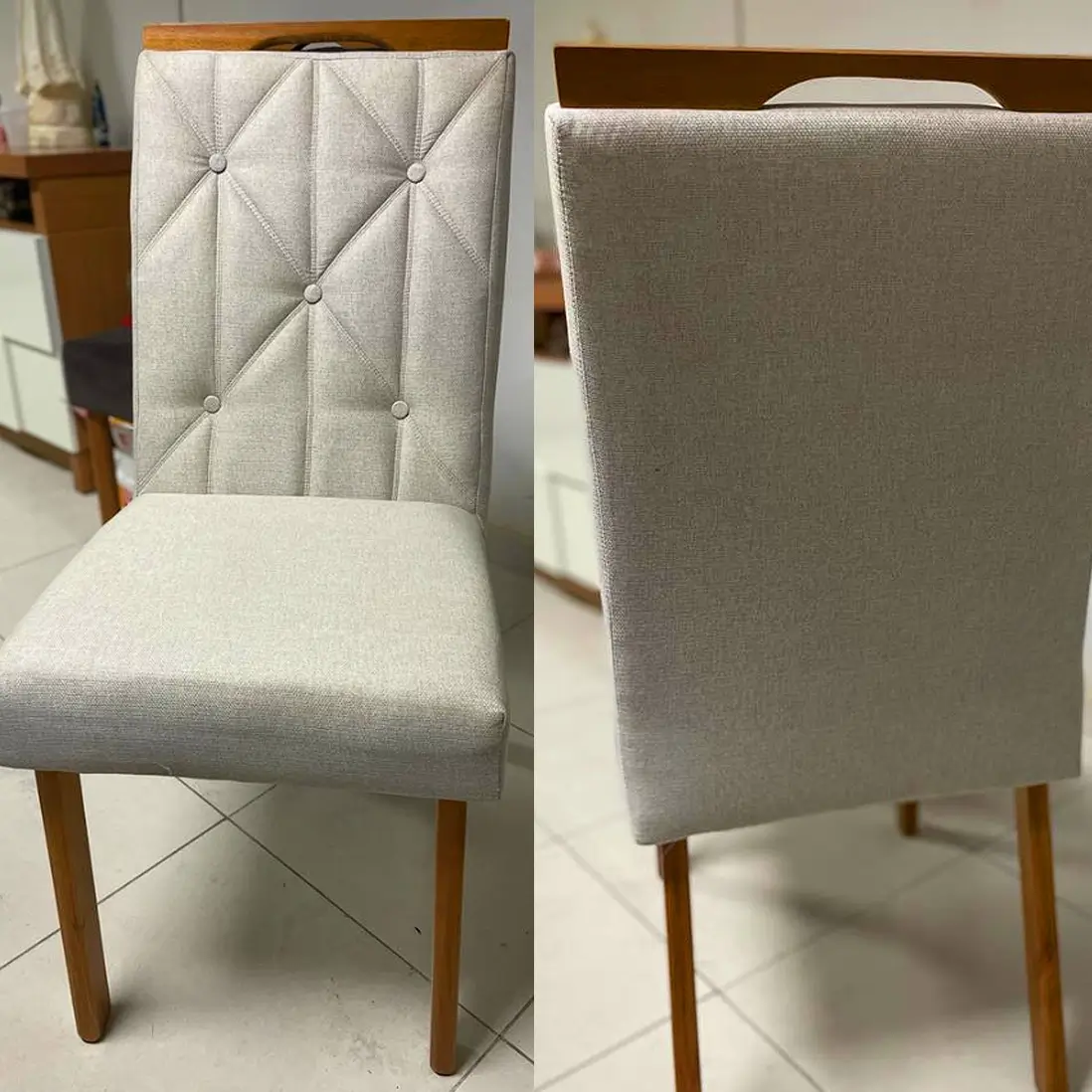 Kit 2 Cadeiras Jasmim em Linho Estofadas Wm Estofados - Imagem 3