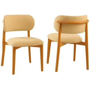 Kit 2 Cadeiras Lais Madeira Tecido Linho Valverde