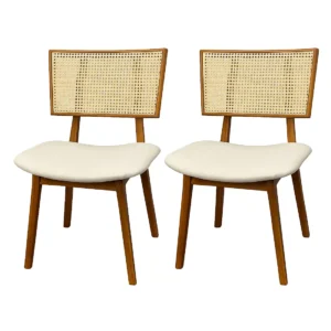 Kit 2 Cadeiras Livia Madeira Tecido Linho Va Movelaria
