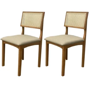 Kit 2 Cadeiras Monalisa Madeira Tecido Linho Wj Decor