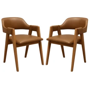 Kit 2 Cadeiras Perola em Corino Madeira Wj Decor