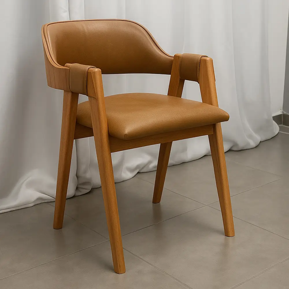 Kit 2 Cadeiras Perola em Corino Madeira Wj Decor - Imagem 3