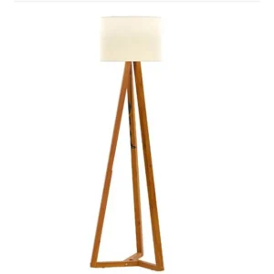 LUMINÁRIA DE CHÃO CLASSIC COM PÉS DE MADEIRA TEBARROT COR OFF WHITE NATURE