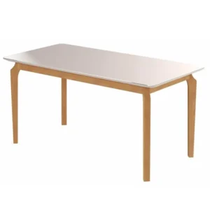 MESA ALEGRA 120X80 COM VIDRO JCM COR CINAMOMO OFF WHITE