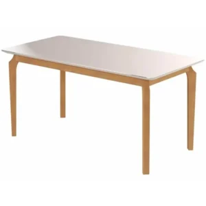 MESA ALEGRA 180X90 COM VIDRO JCM COR CINAMOMO OFF WHITE