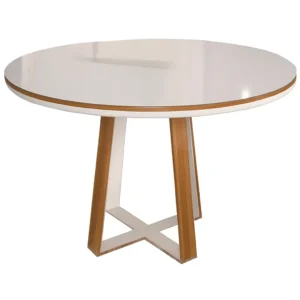 MESA ATLANTA REDONDA 120X120 MINAS PLAC COR CINAMOMO OFF WHITE