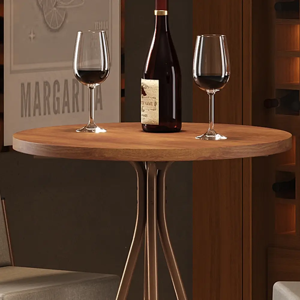 Mesa Bistro 1575 Redonda em Aço com Tampo Madeirado Carraro - Imagem 4