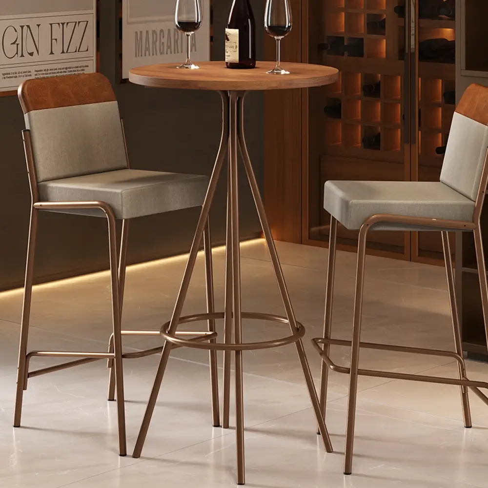 Mesa Bistro 1575 Redonda em Aço com Tampo Madeirado Carraro - Imagem 3