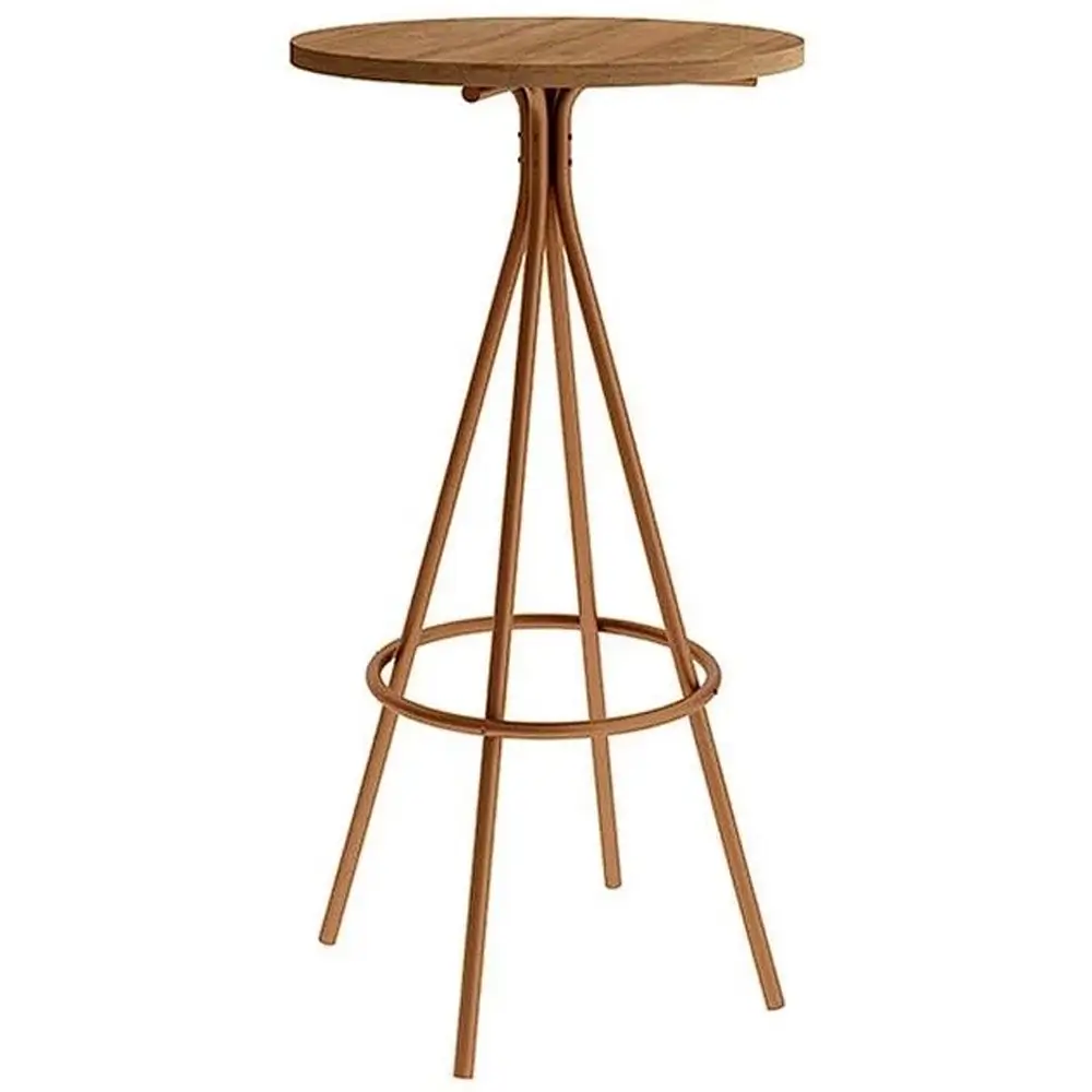 Mesa Bistro 1575 Redonda em Aço com Tampo Madeirado Carraro