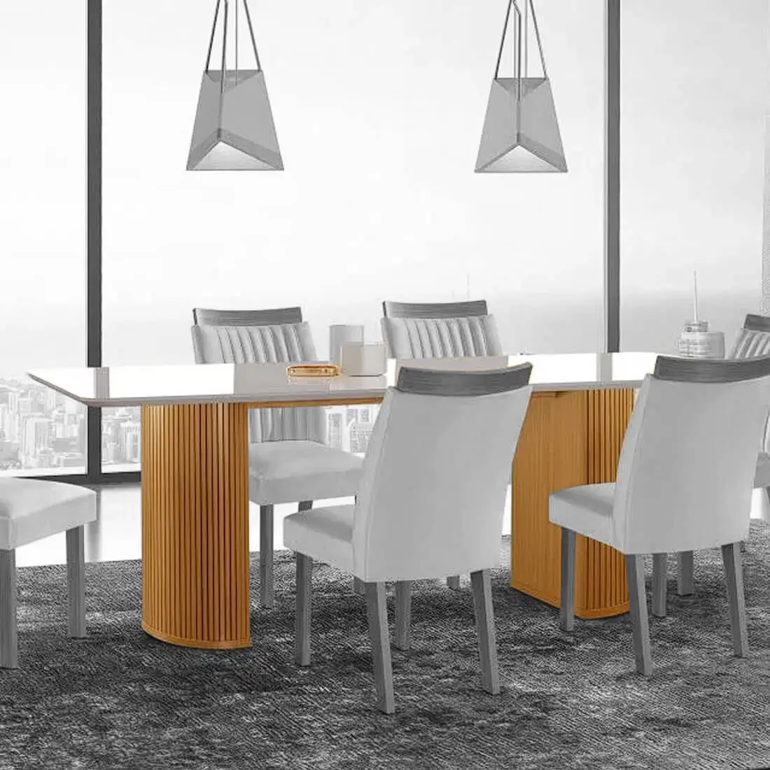 Mesa Dara 180x90 com Vidro Lj Móveis - Imagem 3