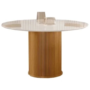 Mesa Dara Redonda com Vidro 110x110 Lj Móveis