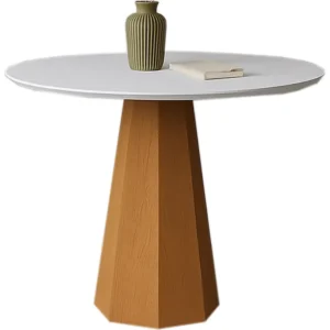 Mesa Isis com Vidro Redonda 100cm New Ceval