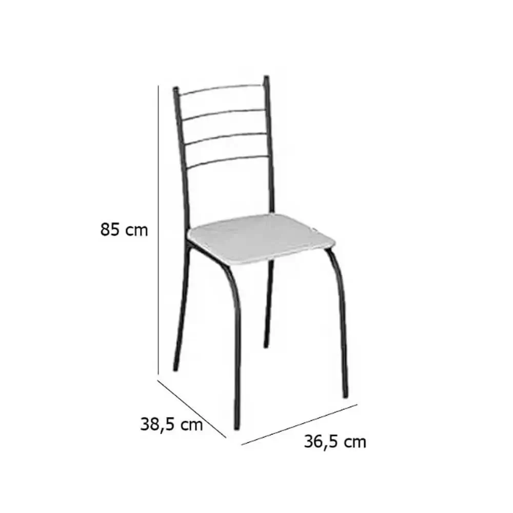 Mesa Rio Tampo Granito 75x75cm Off White com 4 Cadeiras Tubular Marrom Teixeira - Imagem 3