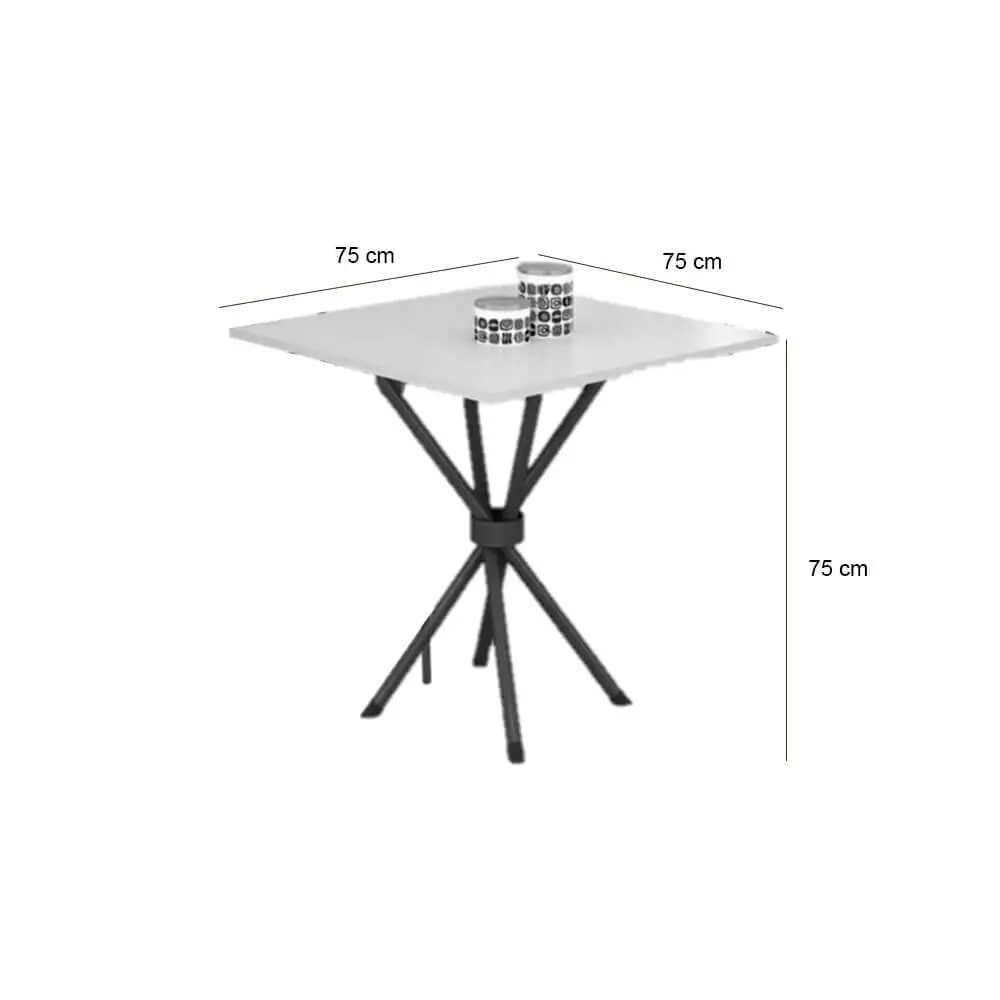 Mesa Rio Tampo Granito 75x75cm Off White com 4 Cadeiras Tubular Marrom Teixeira - Imagem 2