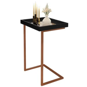 MESA DE APOIO TUTTI BRONZE COM ESPELHO JB BECHARA COR PRETO