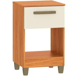 MESA DE CABECEIRA PRADA 1 GAVETA FELLICCI COR CINAMOMO OFF WHITE
